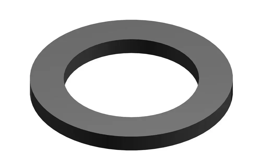 Schwarze Dichtscheibe mit einem runden, hohlen Innenbereich, präsentiert von Bosch. Das Produkt hat eine flache Form und wird in verschiedenen Anwendungen eingesetzt.